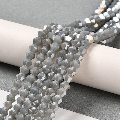 Opaque Solid Color Electroplate Glass Beads Strands GLAA-F029-P4mm-A14-1