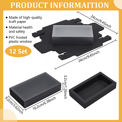 Cardboard Drawer Gift Storage Boxes with Clear Cover CON-WH0092-72C-02-1