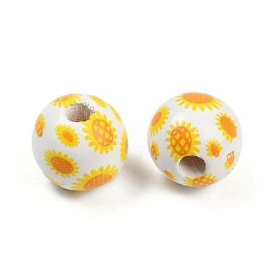 Painted Wood European Beads WOOD-F017-04B-1