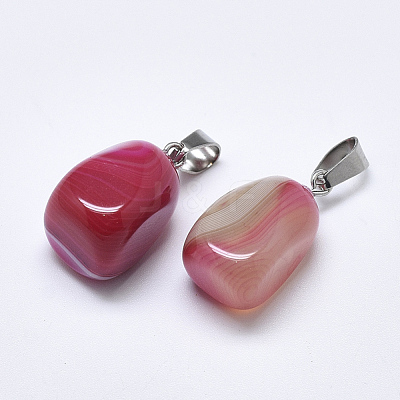 Natural Banded Agate/Striped Agate Pendants G-T122-20A-1