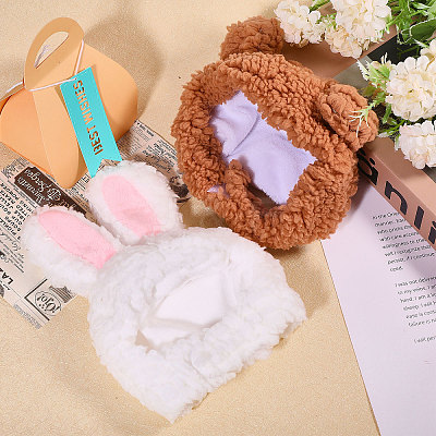 2Pcs 2 Styles Cute Cotton Warm Rabbit & Bear Hat AJEW-GL0002-57-1