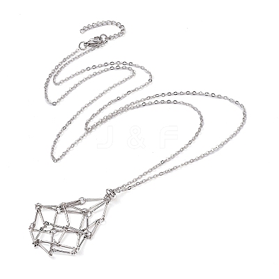 Brass Macrame Pouch Empty Stone Holder for Pendant Necklaces Making NJEW-JN04439-03-1