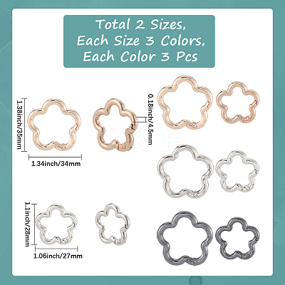 18Pcs 6 Colors Alloy Spring Gate Rings FIND-SC0019-01-1
