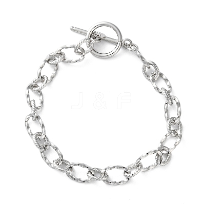 304 Stainless Steel Twisted Ovel Link Chain Bracelets for Women BJEW-A036-09P-1