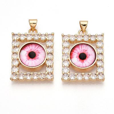 Brass Micro Pave Clear Cubic Zirconia Pendants for Women KK-T070-91A-01-1