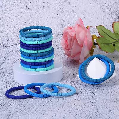 Polymer Clay Heishi Surfer Stretch Bracelets Set BJEW-SW00128-1