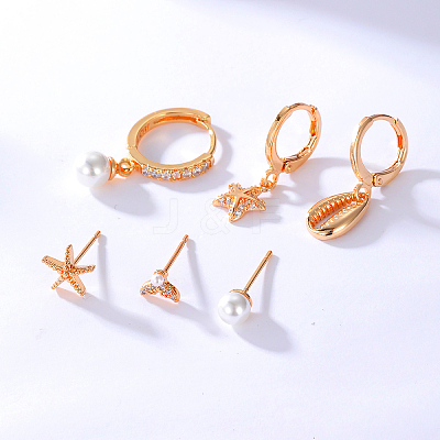 6 Pairs Brass Earring Sets NL6059-1