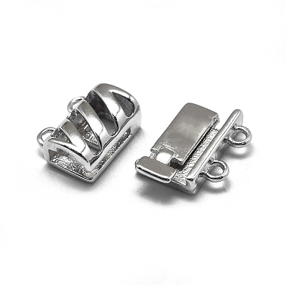 Anti-Tarnish Rhodium Plated 925 Sterling Silver Box Clasps STER-L057-016P-1