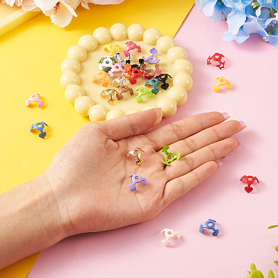 28Pcs 14 Colors Acrylic Flowers Beads Caps FIND-TA0005-11-1