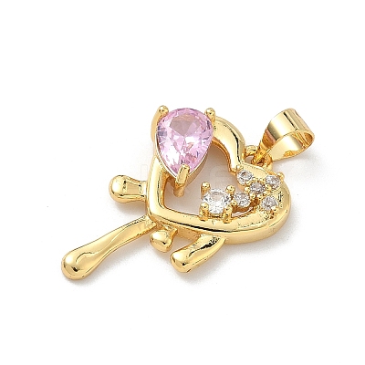 Brass Micro Pave Cubic Zirconia Pendants KK-H537-24C-G-1