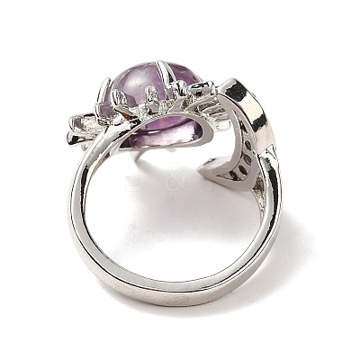 Natural Amethyst Sun & Moon Open Cuff Rings RJEW-K241-01P-08-1
