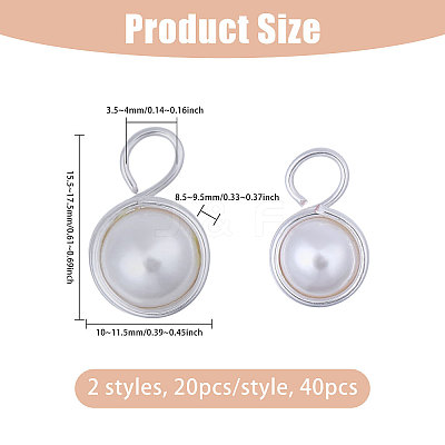 40Pcs 2 Style Shell Pearl Pendants PALLOY-CA00028-1