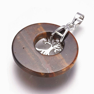 Natural Tiger Eye Pendants G-F573-C15-1