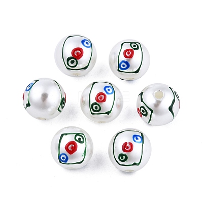 Mahjong Theme ABS Plastic Imitation Pearl Enamel Beads KY-G020-04D-1