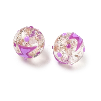 Luminous Handmade Enamel Gold Sand Glass Beads Strands LAMP-U004-08F-1