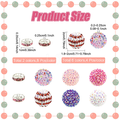 24Pcs 6 Styles Resin Rhinestone Graduated Beads RESI-YW0006-32-1
