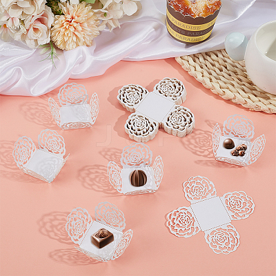 50Pcs Rose Flower Window Paper Candy Packaging Boxes CON-OC0001-78C-1