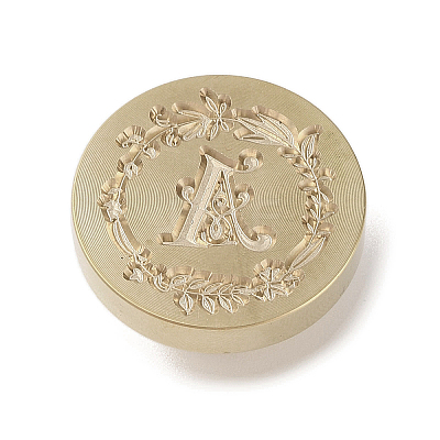 Golden Tone Wax Seal Brass Stamp Head DIY-B079-01G-A-1