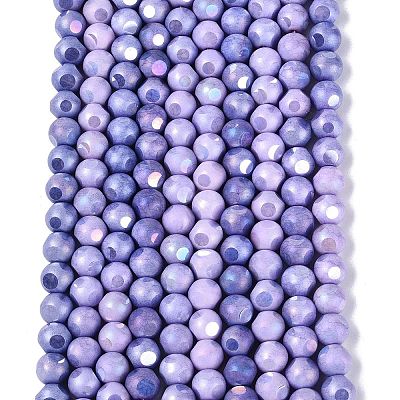 Ombre Effect Dyed Electroplate Opaque Glass Beads Strands EGLA-Q130-01A-11-1