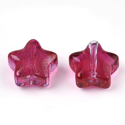 Transparent Spray Painted Glass Beads GLAA-N035-01-D02-1