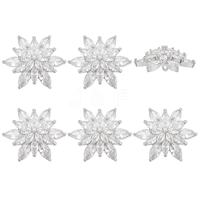 6Pcs Brass Shank Buttons Micro Pave Cubic Zirconia BUTT-FG0001-37-1