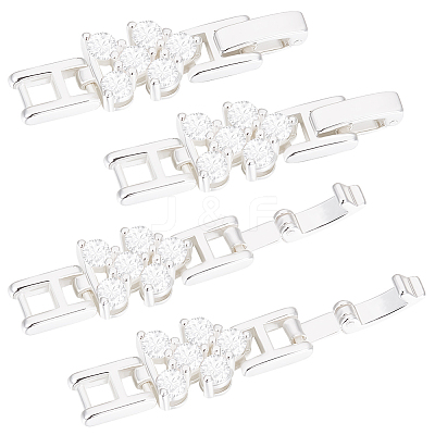6Pcs Rack Plating Brass Micro Pave Clear Cubic Zirconia Fold Over Clasps KK-BBC0014-96-1