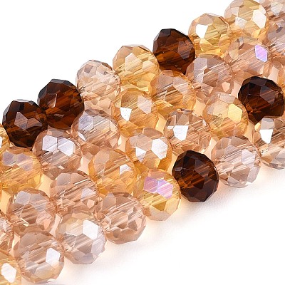 Electroplate Transparent Glass Beads Strands EGLA-N022-08A-A01-1