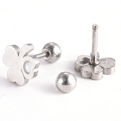 Tarnish Resistant 201 Stainless Steel Barbell Cartilage Earrings EJEW-R147-19-1