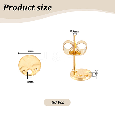 50Pcs 201 Stainless Steel Flat Round Stud Earring Findings STAS-UN0060-69-1