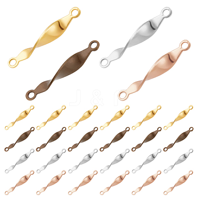 80Pcs 4 Colors Brass Connector Charms KK-PH0004-94-1