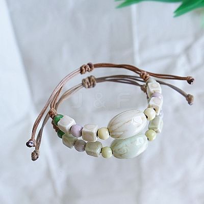 Oval Ceramic Beads Braided Bead Bracelets FS-WGF5392-03-1