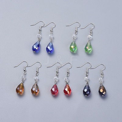 Electroplate Glass Dangle Earrings EJEW-JE03176-1