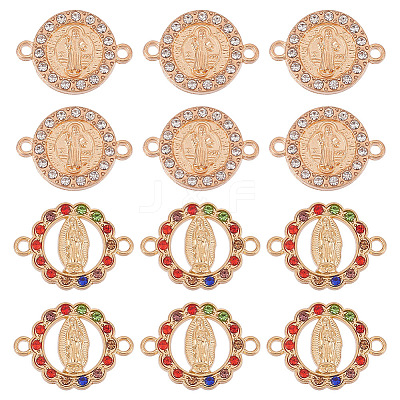 40Pcs 2 Styles Flat Round Alloy Connector Charms FIND-GO0001-33-1