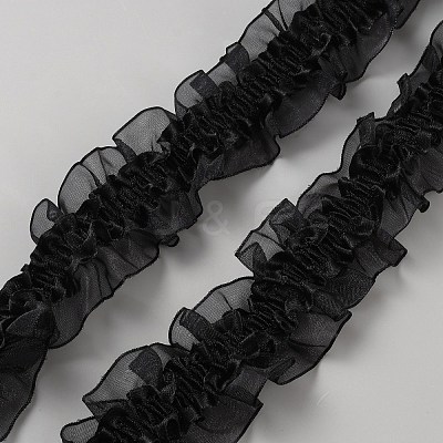 10 Yards Polyester Chiffon Pleated Ribbon OCOR-WH0091-63A-1