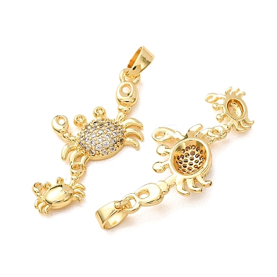 Brass Micro Pave Clear Cubic Zirconia Pendants CU-CBAFC45-01G-1