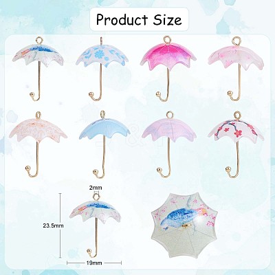 16Pcs Acrylic Umbrella Charms Pendants Acrylic Dangle Charm with Brass Loops for Jewelry Necklace Earring Making Handmade JX313A-1