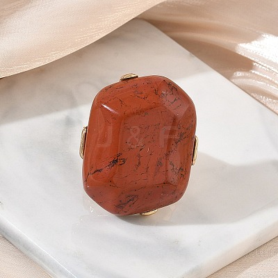 Natural Red Jasper & Alloy Finger Rings for Women RJEW-G375-01G-08-1