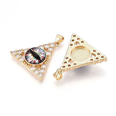 Brass Micro Pave Clear Cubic Zirconia Pendants for Women KK-T070-90A-05-1