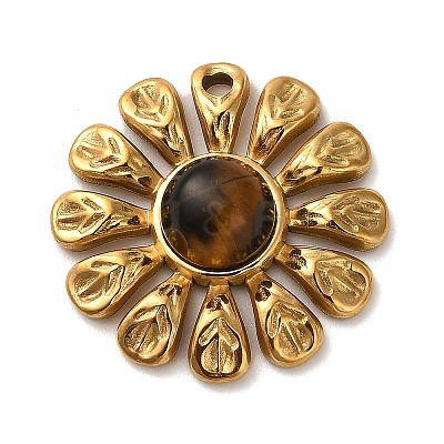 Natural Tiger Eye Flower Pendants STAS-R009-05G-05-1