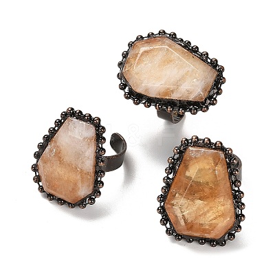 Natural Yellow Quartz Open Cuff Ring RJEW-M166-03R-C-1