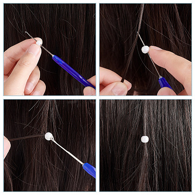 10Pcs 10 Style Plastic Crochet Hooks & Stainless Steel Hair Extension Loop Needle Threader TOOL-UN0001-31-1