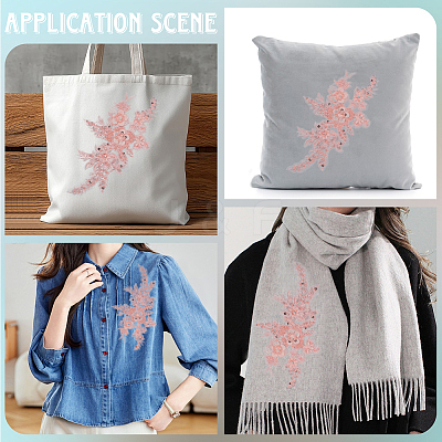 Flower Gauze & Sequin Embroidery Ornament Accessories DIY-WH20081-002B-1
