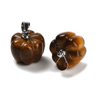 Natural Mixed Gemstone Pumpkin Charms G-K338-27P-1