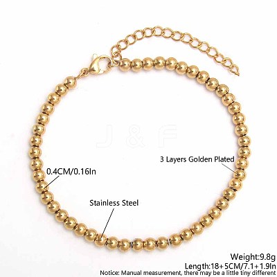 Simple Fashion Round 304 Stainless Steel Beaded Bracelets for Women UG2742-5-1