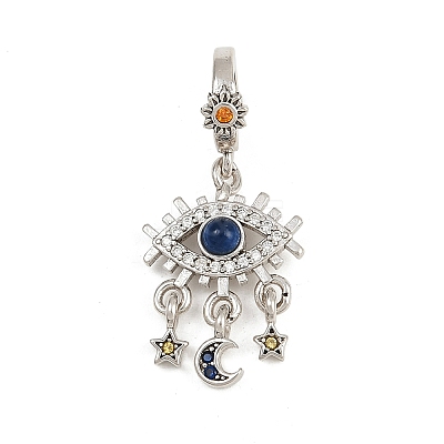 Brass Colorful Rhinestone European Dangle Charms KK-P324-08P-1