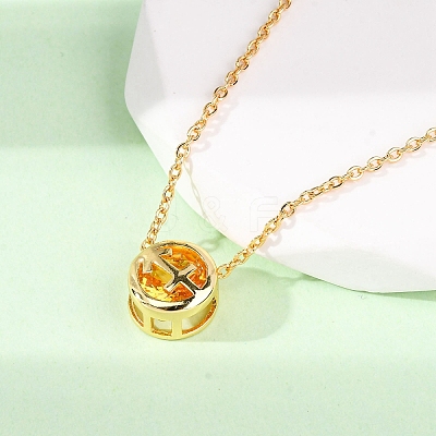 Brass Pave Cubic Zirconia Birth Stone Constellation Pendant Cable Chain Necklaces NJEW-D334-01G-04-1