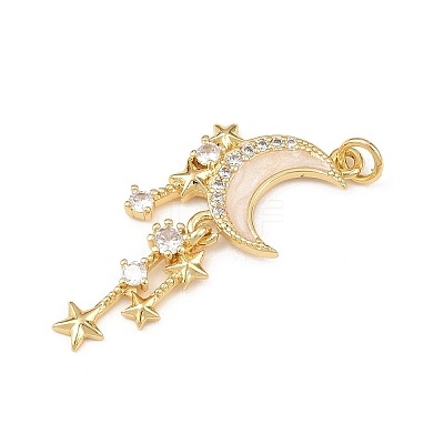 Brass Micro Pave Clear Cubic Zirconia Pendants X-KK-F919-37B-G-1