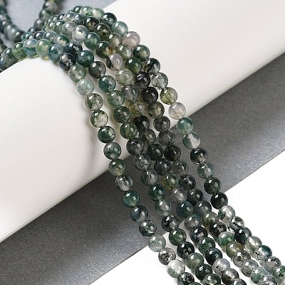 Natural Moss Agate Bead Strands G-J358-01-4mm-1