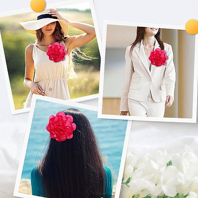 Flower Polyester Brooches JEWB-WH20003-04E-1
