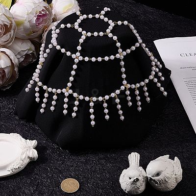 Plastic Pearl Mesh Headbands OHAR-WH20007-07G-1